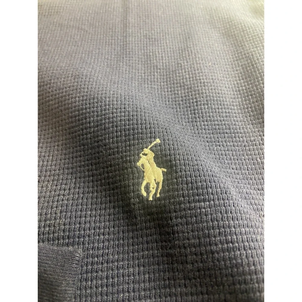 Men's Polo Ralph Lauren Navy Sleepwear Waffle Style Long Sleeve Shirt- Size L